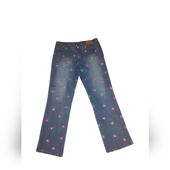 Lilly Pulitzer Denim - Lilly Pulitzer Embroidered Bee (Pink & Green) Medium Wash Blue Jeans Size 14